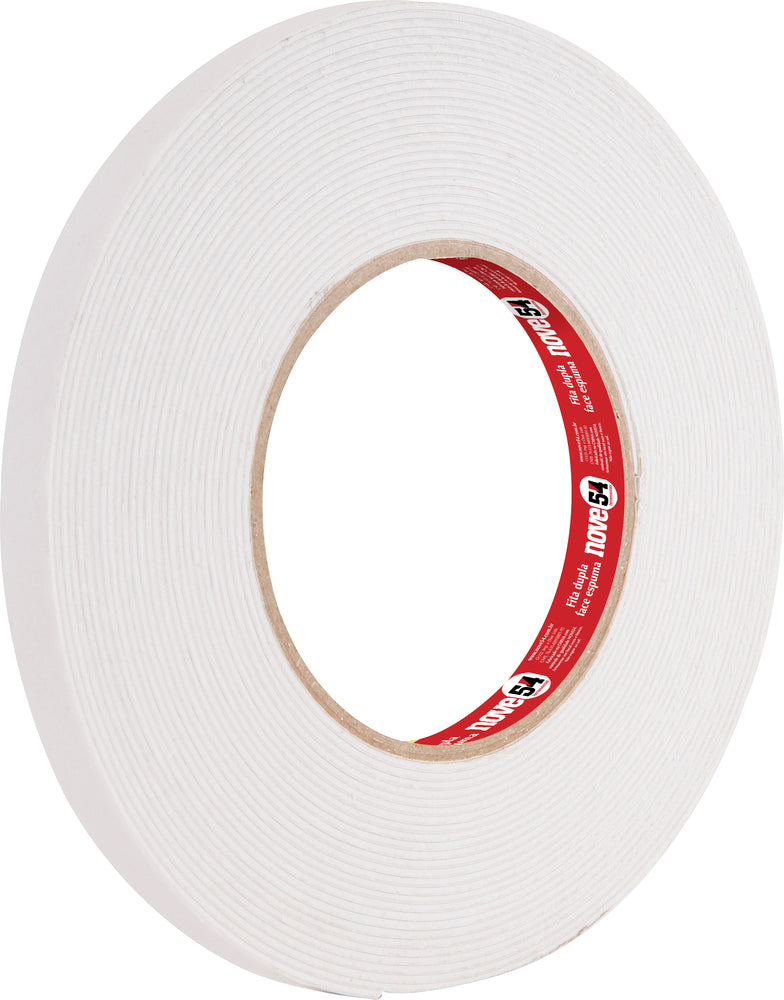 Fita dupla face espuma 19mmx1,5m branca - Nove54