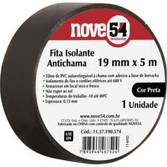 Fita isolante pvc 19mmx10m preta anti chama Nove54