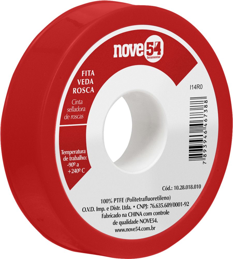 Fita veda rosca 12mmx10m ptfe teflon - Nove54