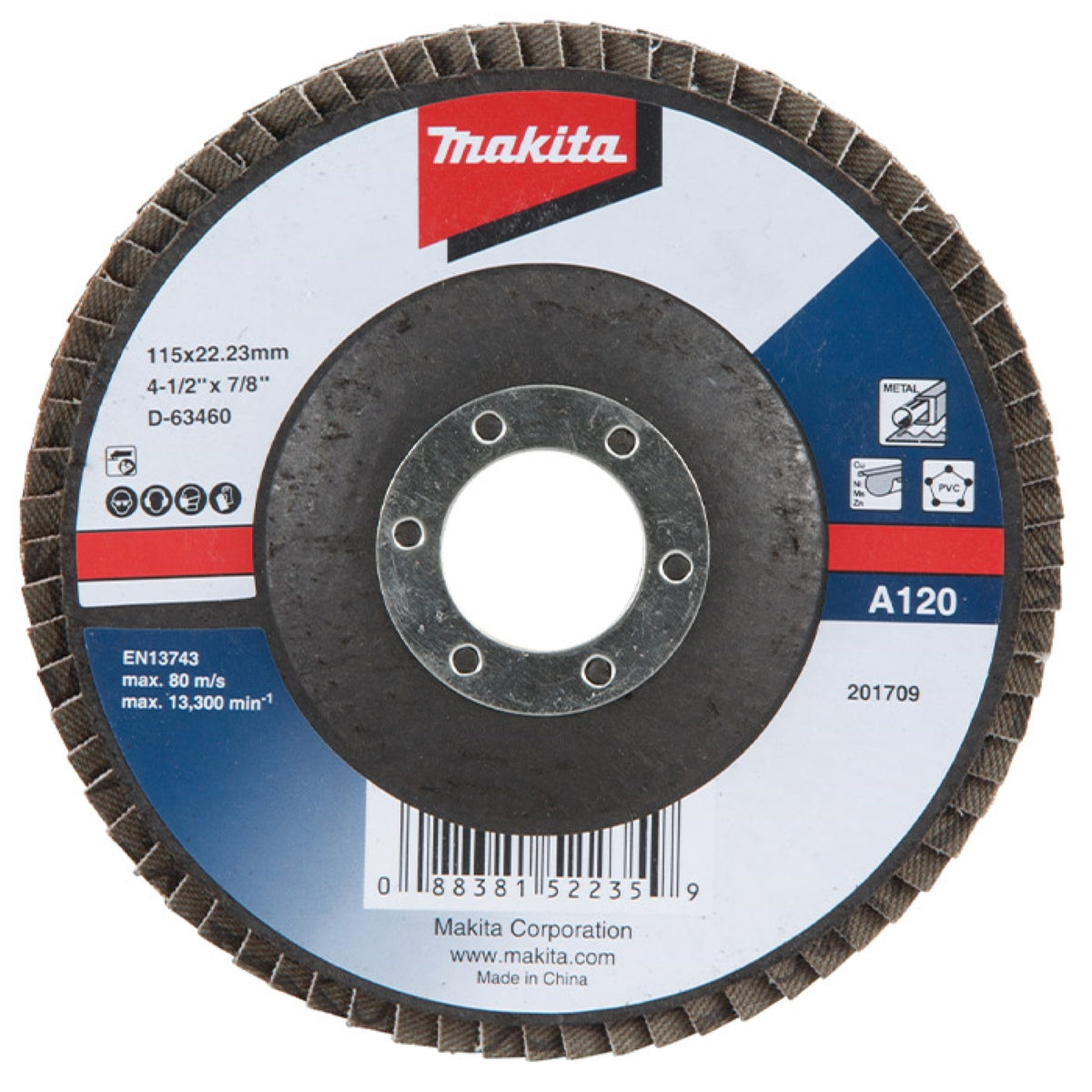 Flap Disco 115 x 22.23 mm Grão A120 Makita D-63460