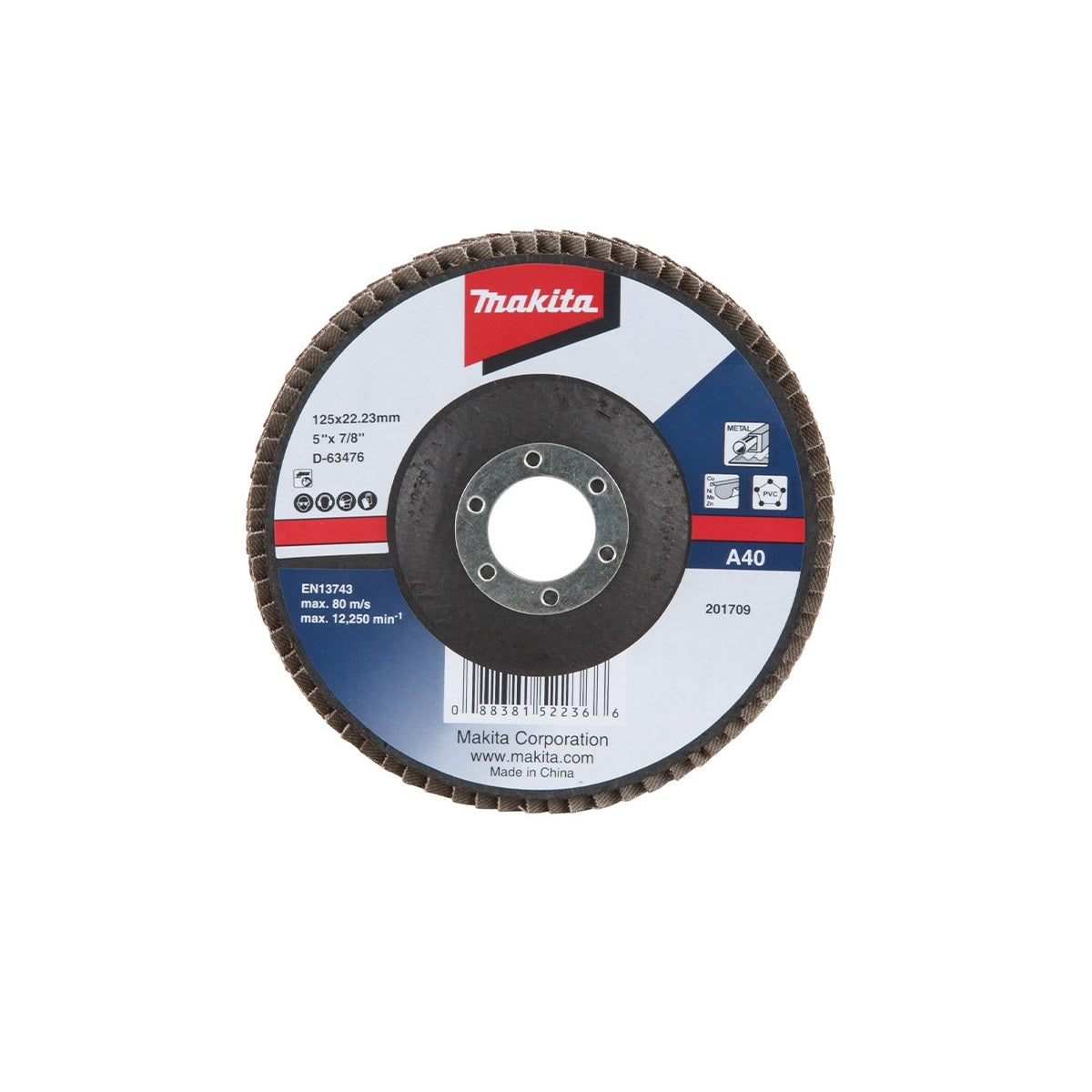Flap Disco 125 x 22.23 mm Grão A40 Makita D-63476