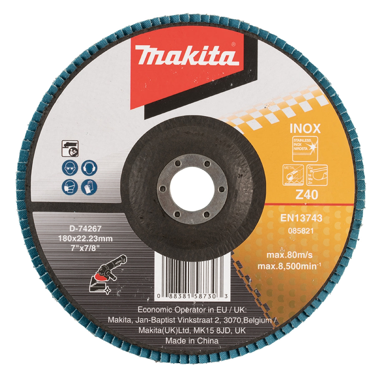 Flap Disco 180 mm Fibra de Vidro #Z40 Makita D-74267