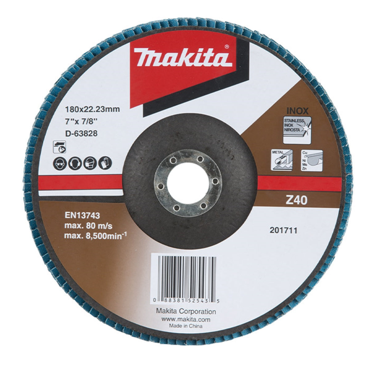 Flap Disco 180 mm Grão Z40 Makita D-63828