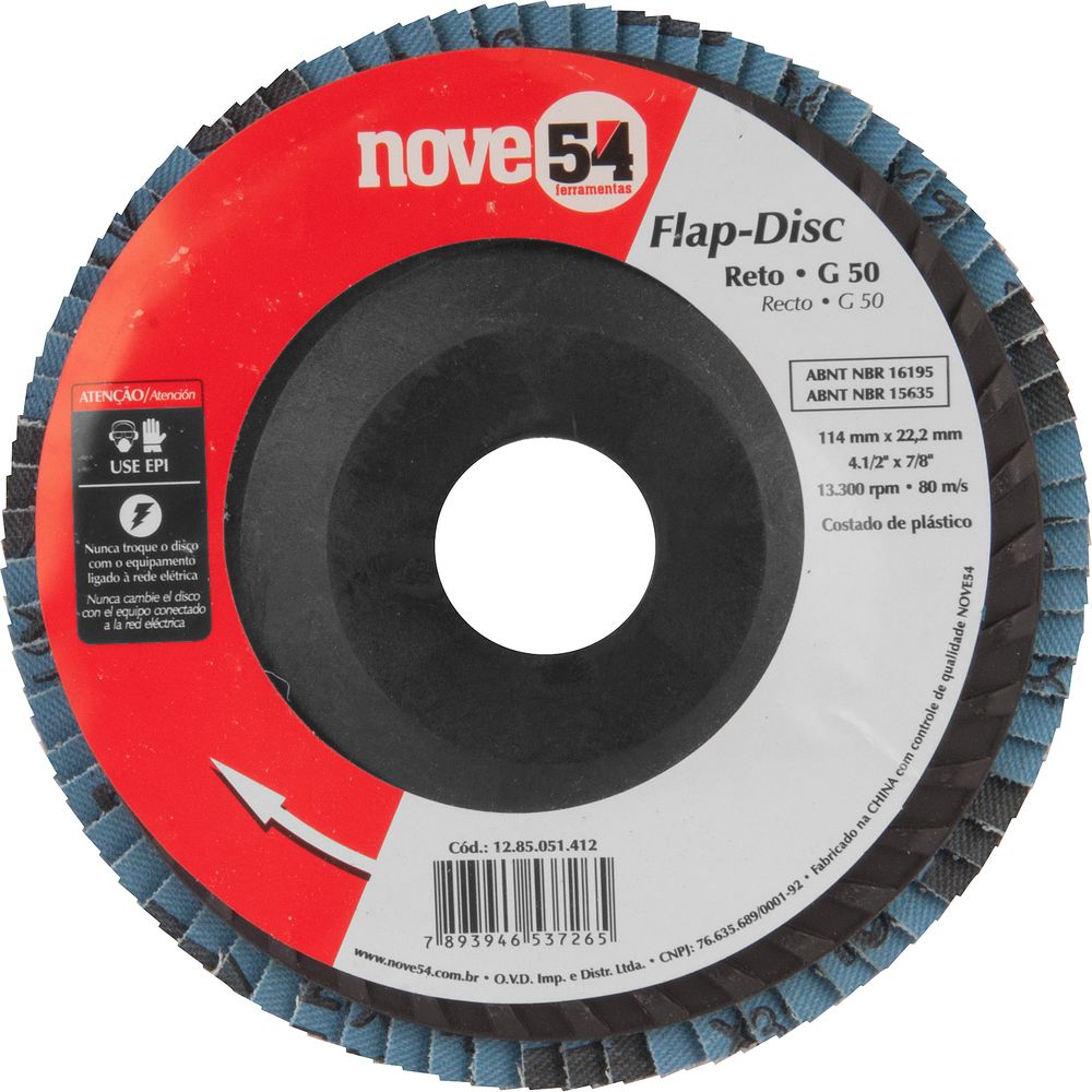 Flap-Disc Reto 4.1/2" G50 Costado Plástico - Nove54