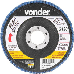 Flap Disc 4.1/2 G120 Costado Fibra Cônico Aço Carbono Vonder