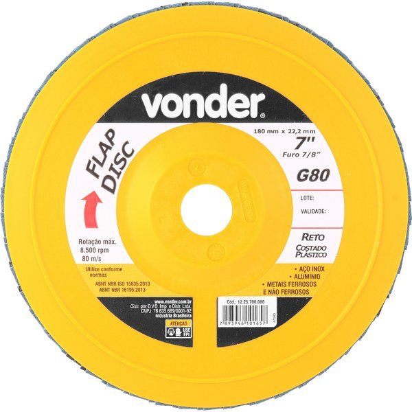 Flap Disc 7  G80 Costado Pvc Reto Para Aço Carbono E Inox -