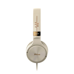 Fone de Ouvido Philco PFO02G Wave Flat Dourado com Cabo 1,2m