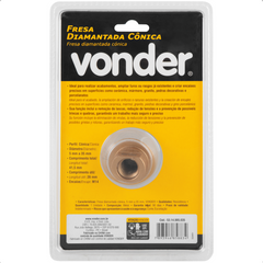 Fresa Diamantada Cônica 5 mm a 35 mm Vonder