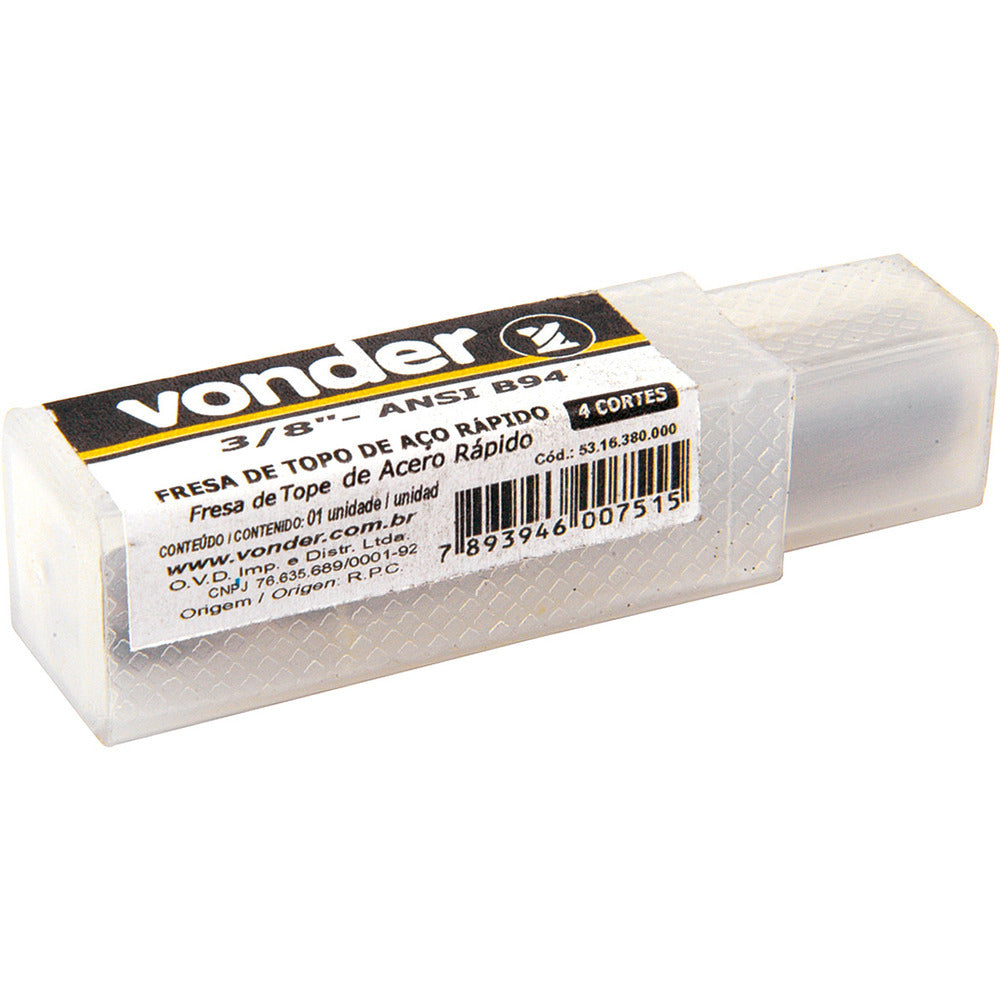 Fresa Topo Aço Rápido 3/8 4 Cortes Reto 9,5mm Din 844 Vonder