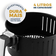 Air Fryer Fritadeira Sem Óleo BFR21P 1500W Britânia 4L Com Cesto Antiaderente e Timer 220V