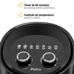 Air Fryer Fritadeira Sem Óleo PFR15PG Gourmet Black 1500W Philco Cesto Antiaderente 220V