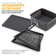 Air Fryer Fritadeira Sem Óleo PFR2200P Oven 1800W Philco 12L Cesto Antiaderente 127V