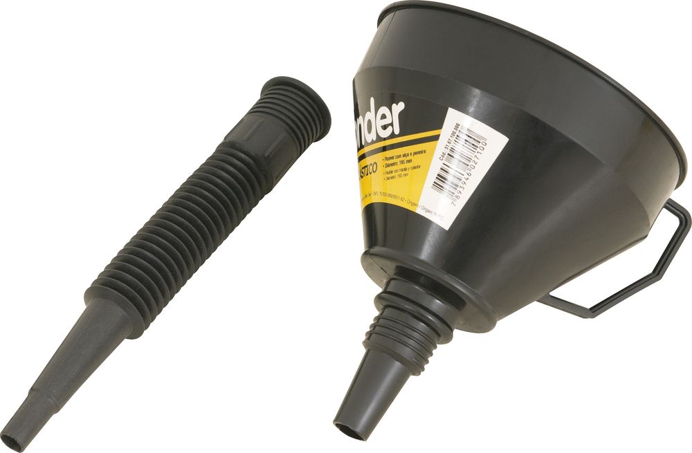 Funil plástico 160mm bico flexível com peneira Vonder