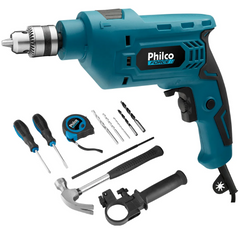 Furadeira 3/8'' Philco PFU01MF Force 650W com Maleta e Acessórios 220V