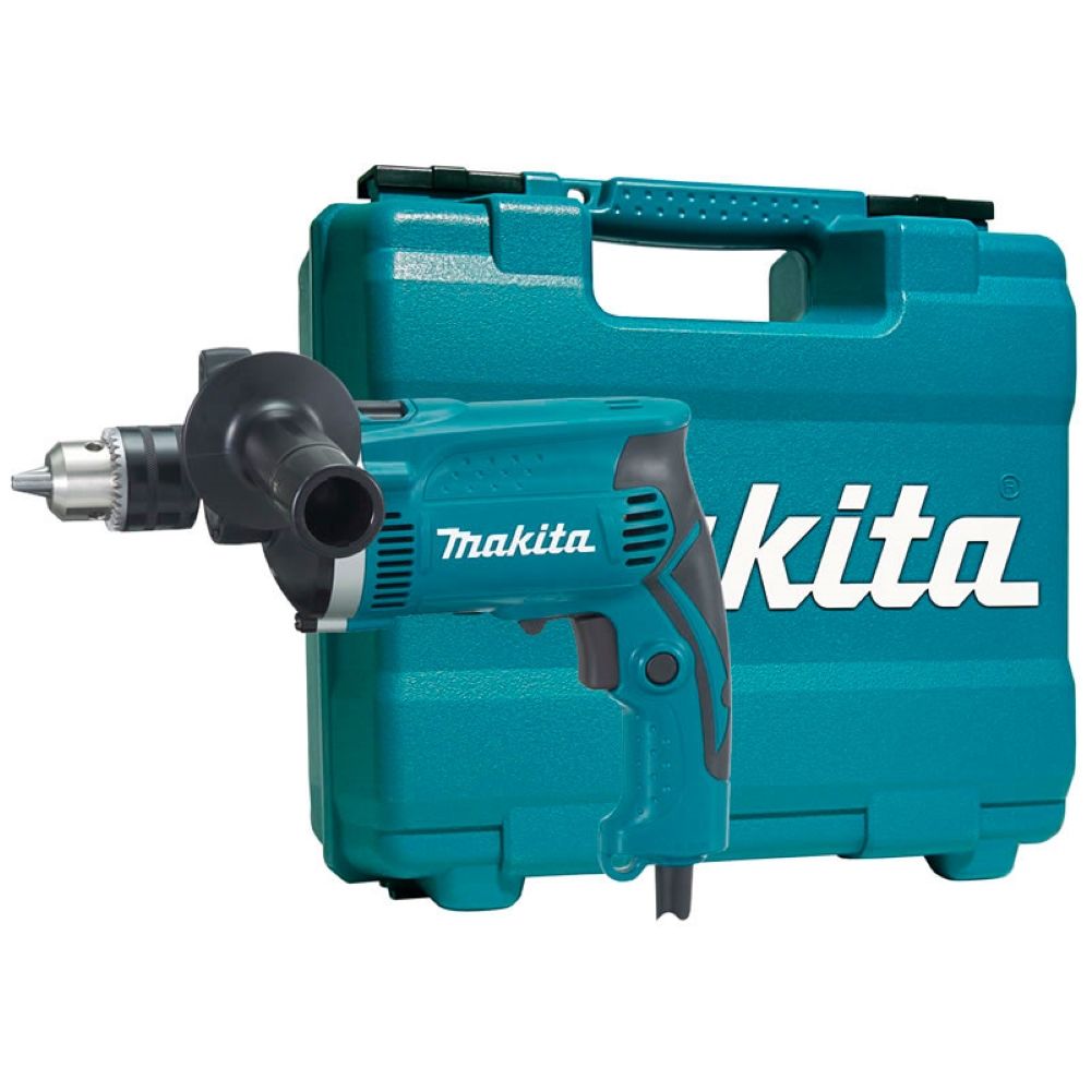 Furadeira de Impacto 16Mm 710W Com Punho Chave Mandril Maleta Kit Acessórios HP1630KX3 220V Makita