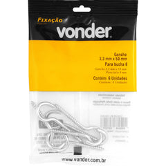 Gancho 3,3 mm x 53 mm com 6 peças Vonder