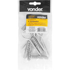 Gancho 4,2x70mm com Bucha de Nylon 8mm G-8 6 Peças Vonder