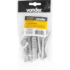 Gancho 4,8x70mm Bucha de Nylon 10mm G-10 6 Peças Vonder