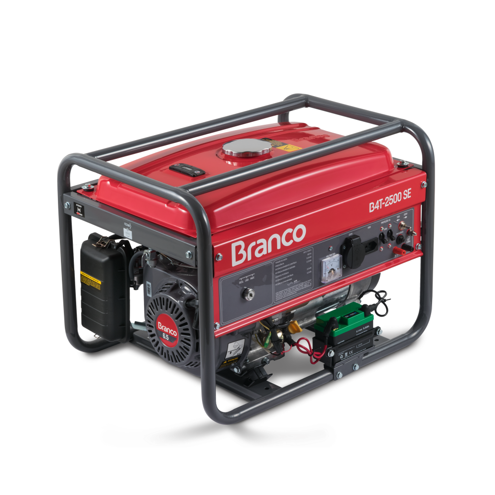 Gerador à Gasolina 2,2Kva Chave Seletora Partida Elétrica B4T-2500SE Branco