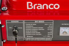 Gerador à Gasolina 9,0Kva Monofásico Partida Elétrica com AVR B4T-9000E Branco