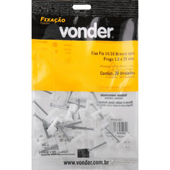 Grampo Fixa-Fio 14/16 Awg c/ Prego 1,8x25 c/ 20 peças Vonder