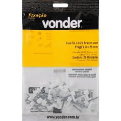 Grampo Fixa-Fio 18/20 Awg c/ Prego 1,8x25 c/ 20 peças Vonder