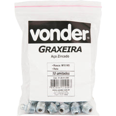 Graxeira reta m6x1,0mm com 10 peças Vonder