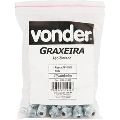 Graxeira reta m8x1,0mm com 10 peças - Vonder