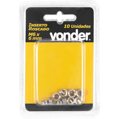 Inserto Roscado M6 x 6 mm com 10 peças Vonder