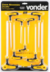 Jogo De Chaves Allen Abaulada Cabo T 2Mm A 10Mm Com 9 Peças Vonder