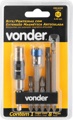 Jogo Bits/Ponteiras 8 Peças Extensão Magnética artic. Vonder