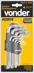 Jogo De Chaves Pentalobular Ts10 A Ts50 Com 9 Peças Vonder