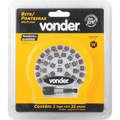 Jogo Bits/Ponteiras Vonder com 32 peças Encaixe 1/4