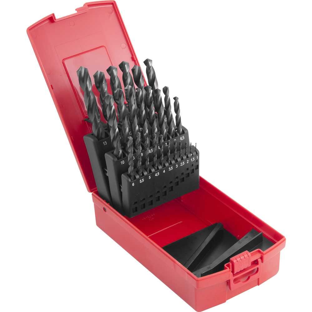Jogo de Brocas de Aço Rápido Din 338 1,0mm à 13,0mm com 25 Peças A100 Dormer