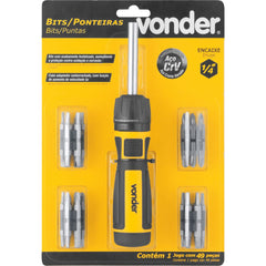 Jogo Bits/Ponteiras 49 peças Encaixe Sextavado 1/4'' Vonder