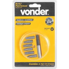 Jogo de Bits/Ponteiras 7 peças Enc Sextavado 1/4'' Vonder
