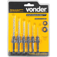Jogo Brocas c/ Escariador 7/64'' à 1/4'' 8 pçs Vonder