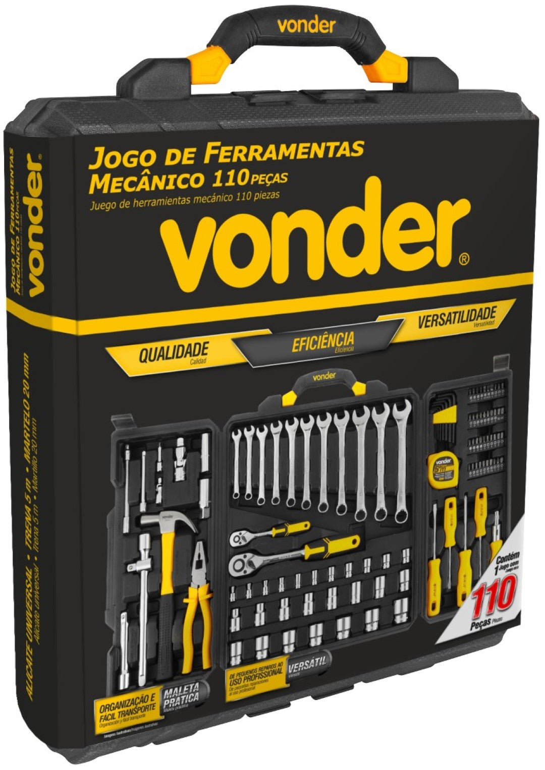 Jogo de Ferramentas com 110 peças para Mecânico Vonder