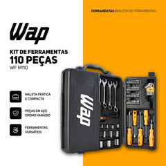 Kit De Ferramentas WAP WF M110 110 Peças e Maleta de Armazenamento