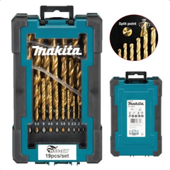 Jogo de Brocas HSS TIN 19 Peças (10 Estojos) D-72229-10 Makita