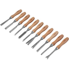 Jogo Formão Entalhar Madeira 11 peças Cabo Madeira Vonder