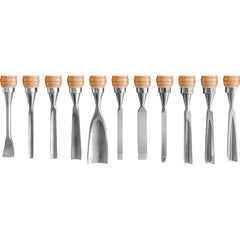 Jogo Formão Entalhar Madeira 11 peças Cabo Madeira Vonder