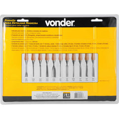 Jogo Formão Entalhar Madeira 11 peças Cabo Madeira Vonder