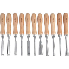 Jogo Formão Entalhar Madeira 11 peças Cabo Madeira Vonder