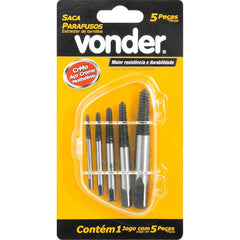 Jogo Saca Parafusos Cromado com 5 peças Vonder
