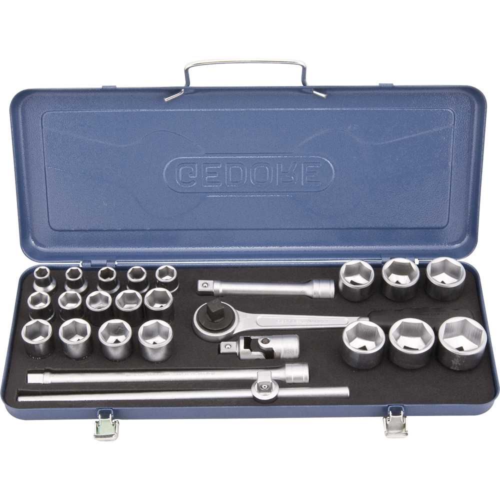 Jogo de Soquetes Sextavados Encaixe 1/2'' 10mm à 32mm com 26 Peças 19Kmu Gedore