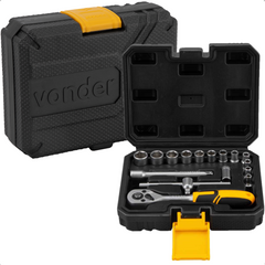 Jogo de Soquetes Sextavado Encaixe 1/4" 16 Peças Vonder