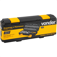 Jogo de Soquetes Sextavados Encaixe 1/4" 46 Peças Vonder