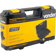 Jogo Soquete Sextavado Vonder 19 à 38 Encaixe 3/ 4" 8 peças