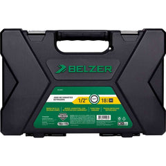 Jogo de Soquetes Estriados Encaixe 1/2'' 10mm à 32mm com 18 Peças Belzer